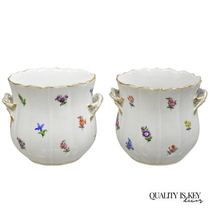 Antique Meissen French Porcelain Flower Pot Cachepot Wine Cooler - a Pair