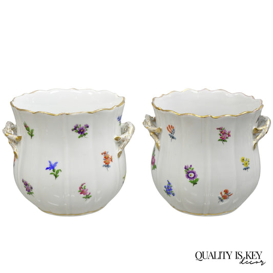 Antique Meissen French Porcelain Flower Pot Cachepot Wine Cooler - a Pair