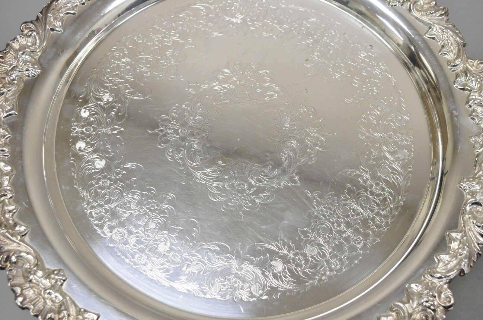 Pair Webster Wilcox International Silver Plated 16” Round Serving Platter Tray