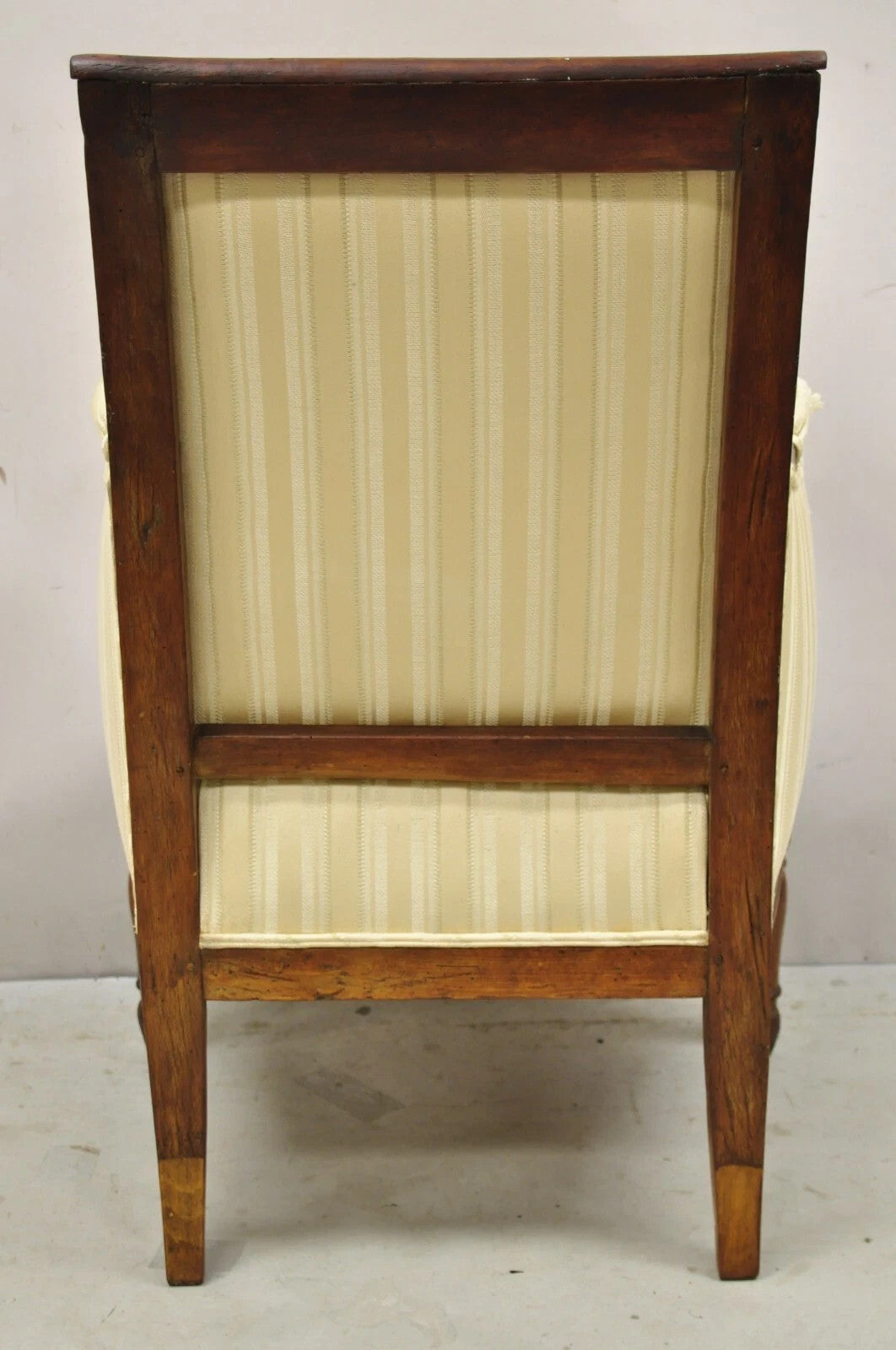 19th C. French Louis XVI Neoclassical Style Walnut Bergere Club Lounge Arm Chair