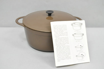 Vintage Cousances France Enameled Cast Iron Dutch Oven Pot Chocolate Brown # 22