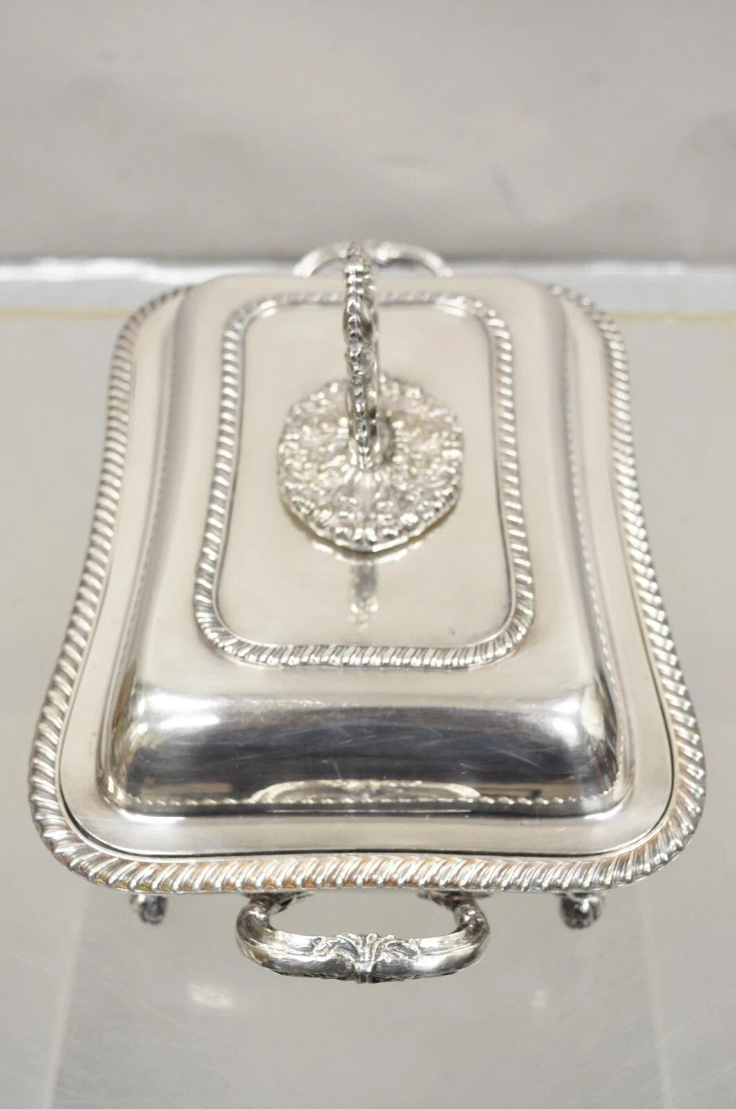 Antique English Victorian Sheffield Silver Plated Lidded Warmer Serving Platter