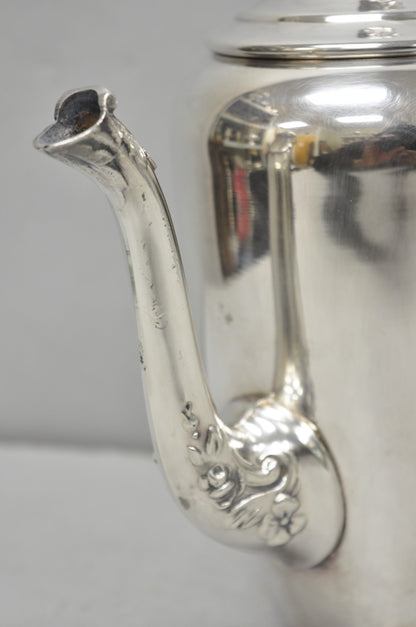 Vintage English Art Nouveau Silver Plated Tulip Flower Handle Design Teapot