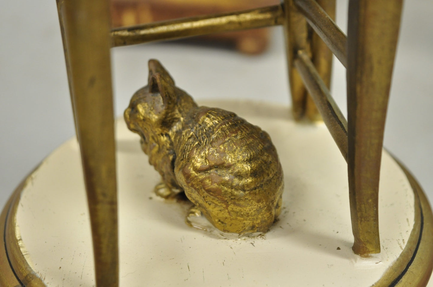 Juan Clara "Girl on Chair Playing with Kittens" Metal Figural Table Lamps - Pair