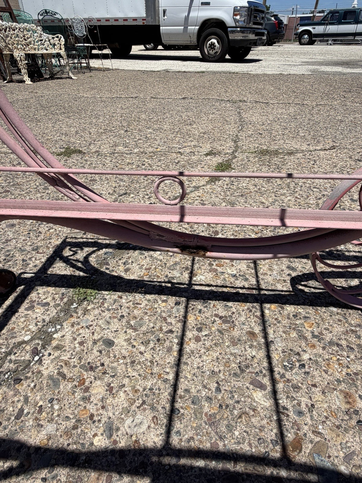 Antique Salterini Mt Vernon Wrought Iron Art Nouveau Pink Serving Bar Tea Cart