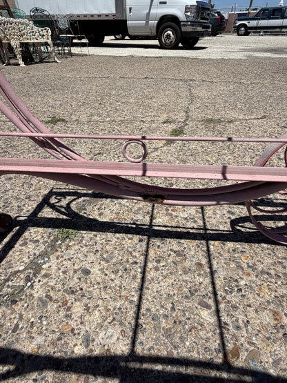 Antique Salterini Mt Vernon Wrought Iron Art Nouveau Pink Serving Bar Tea Cart