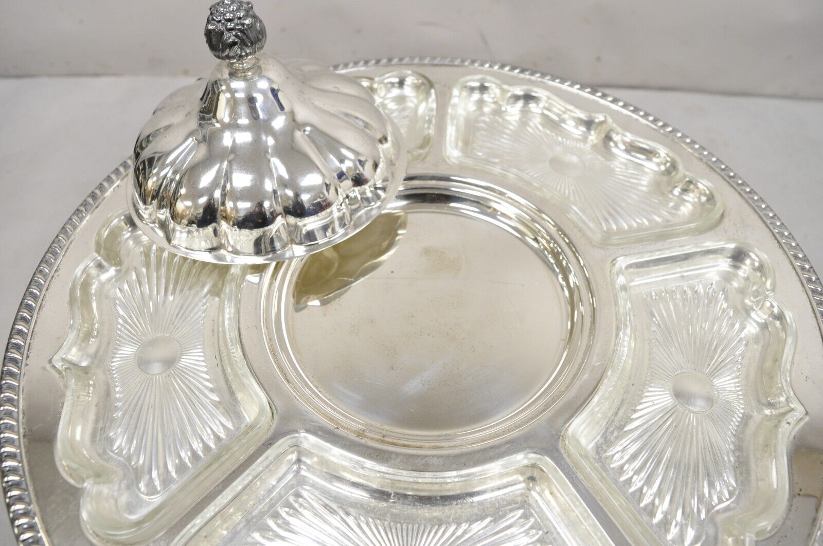 Vintage Victorian Silver Plated Lazy Susan Revolving Serving Platter Tray