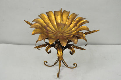 Vintage Italian Hollywood Regency Gold Gilt Tole Metal Iron Compote Centerpiece