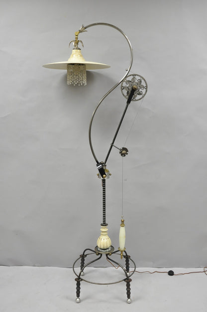 Unique Vintage Retro Steampunk Adjustable Cantilever Pulley Victorian Floor Lamp