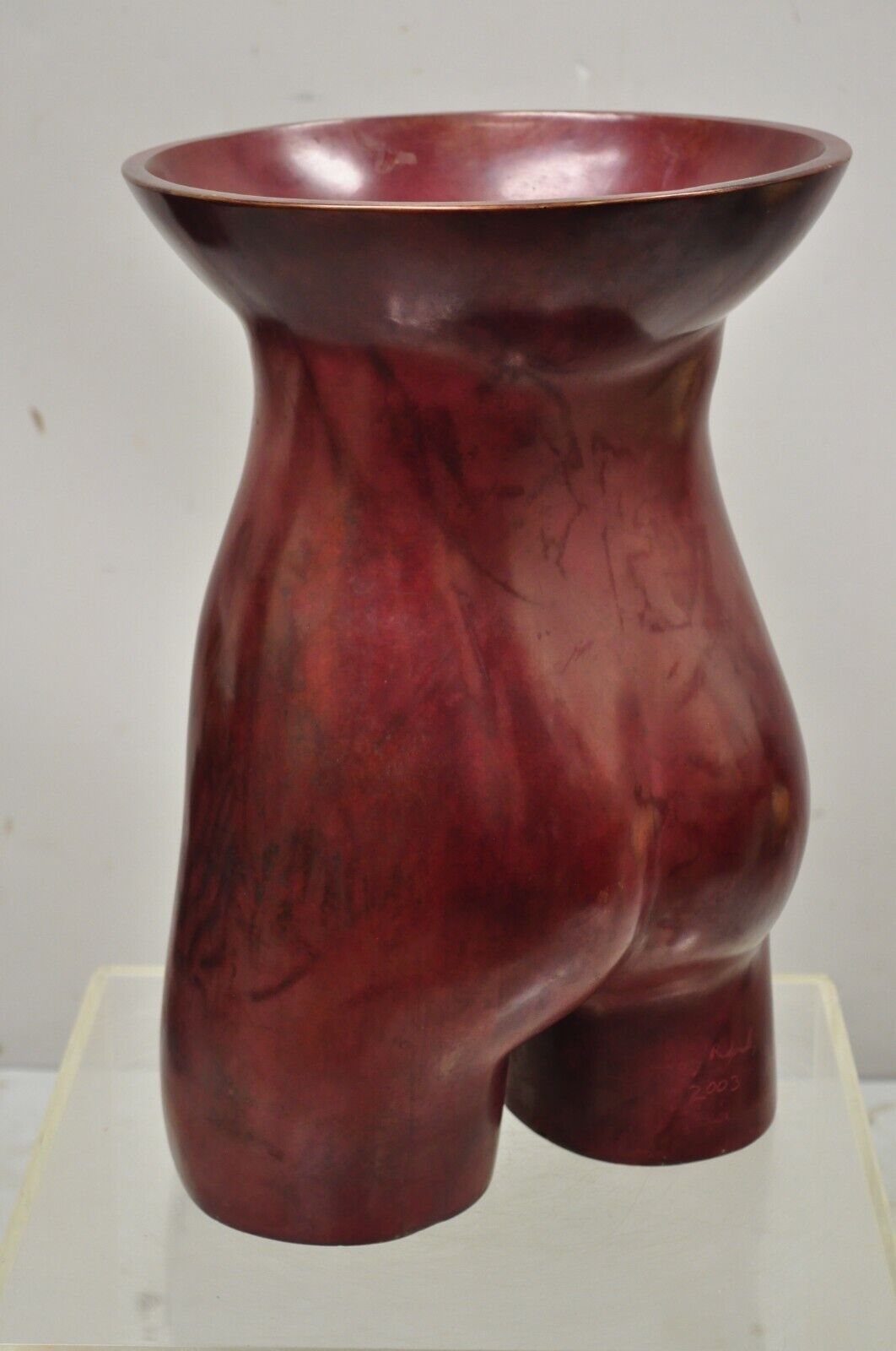 Gary Spradling (1951-2006) Bronze Nude Female Torso Art Sculpture Burnished Red