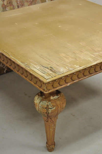 Vintage Italian Neoclassical Style Pink Rouge Marble Square Coffee Table