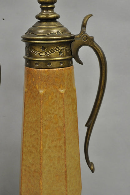 Vintage German Ceramic Pottery Beer Stein Renaissance Style Table Lamps - a Pair