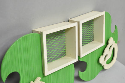 Vintage Mid Century Modern Green Theater Mask Shadowbox Wall Pocket Shelf - Pair