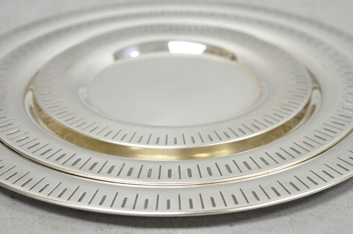Vintage Hopeakeskus Oy Finland Modern Silver Plated Serving Plate Dishes - 3 Pc
