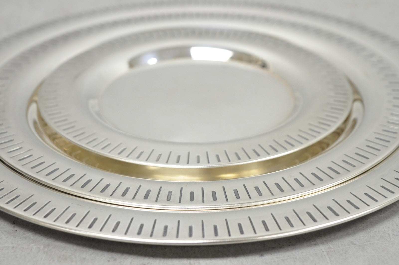 Vintage Hopeakeskus Oy Finland Modern Silver Plated Serving Plate Dishes - 3 Pc