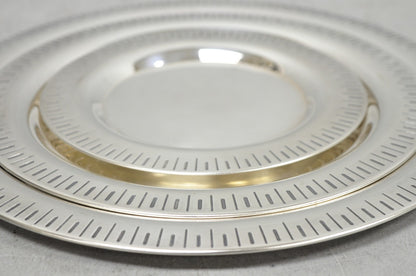 Vintage Hopeakeskus Oy Finland Modern Silver Plated Serving Plate Dishes - 3 Pc