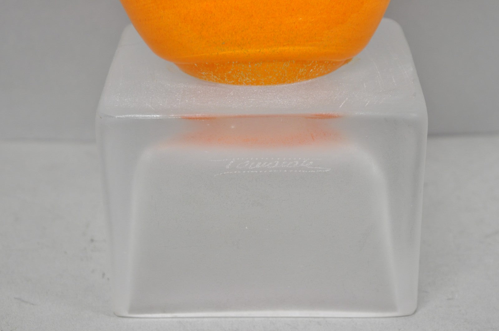 Ion Tamaian Postmodern Orange Blown Art Glass 20" Large Abstract Face Sculpture