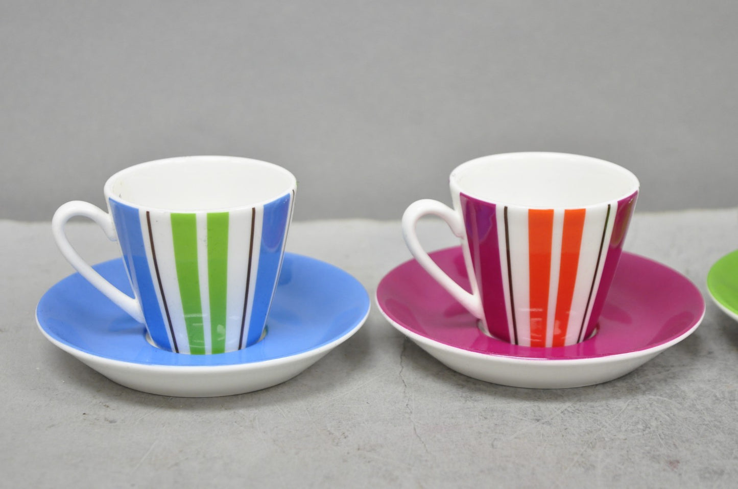 Kate Spade Lenox Collins Stripe Demitasse Espresso Cup & Saucer NIB - Set of 4
