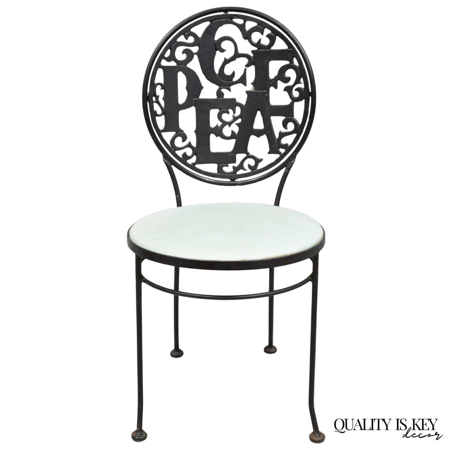 Arthur Umanoff for Shaver Howard "Peace & Love" Wrought Iron Bistro Side Chair