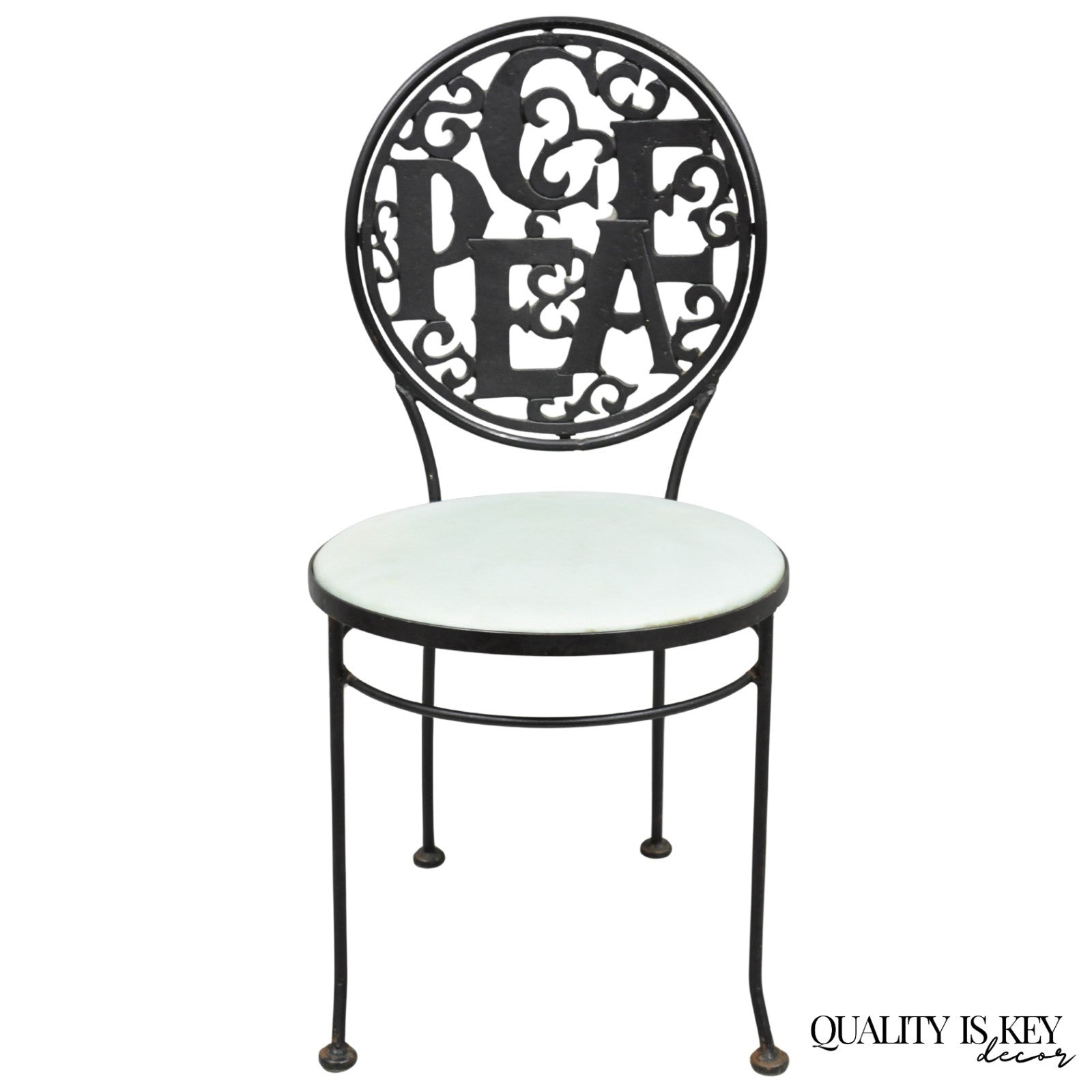 Arthur Umanoff for Shaver Howard "Peace & Love" Wrought Iron Bistro Side Chair