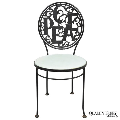 Arthur Umanoff for Shaver Howard "Peace & Love" Wrought Iron Bistro Side Chair