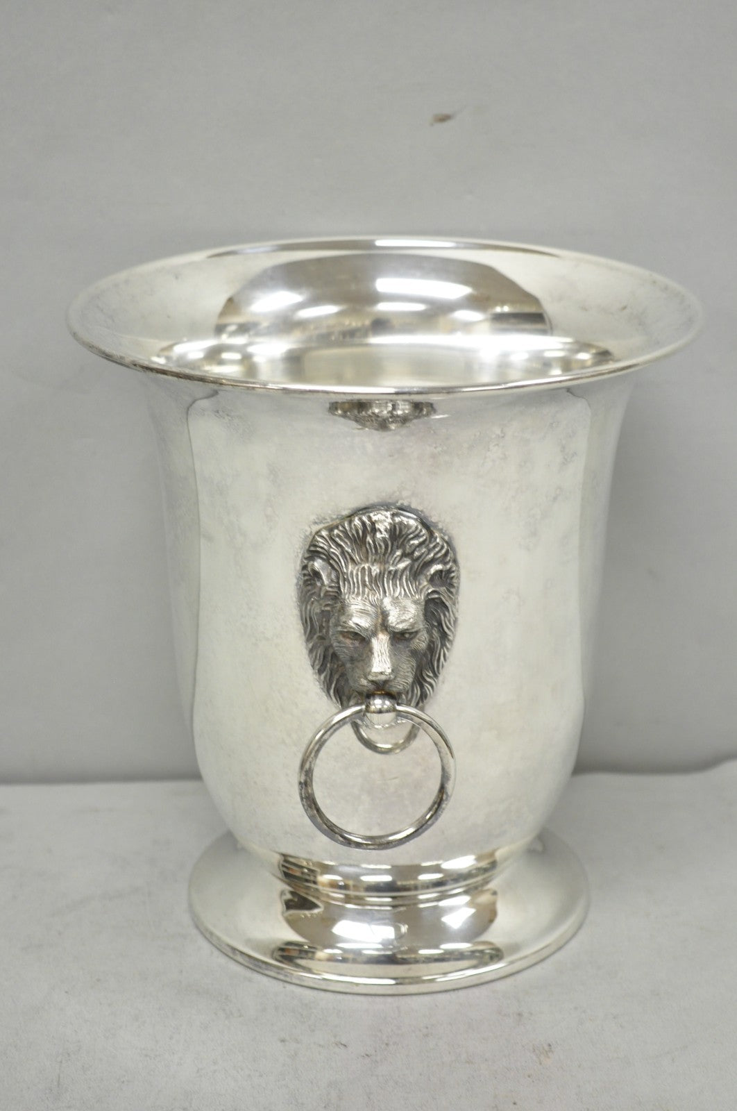 Vintage English Regency Silver Plated Lion Head Champagne Chiller Ice Bucket