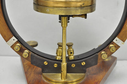 Antique Victorian Wood & Brass Tangent Galvanometer Lab Electrical Equipment