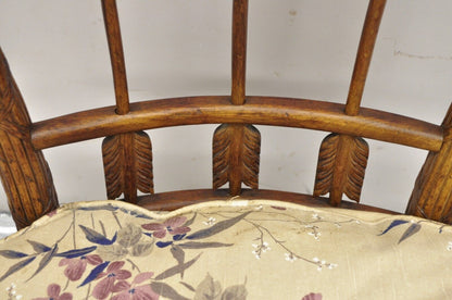 Antique Italian Neoclassical French Louis XVI Carved Walnut Low Boudoir Chair