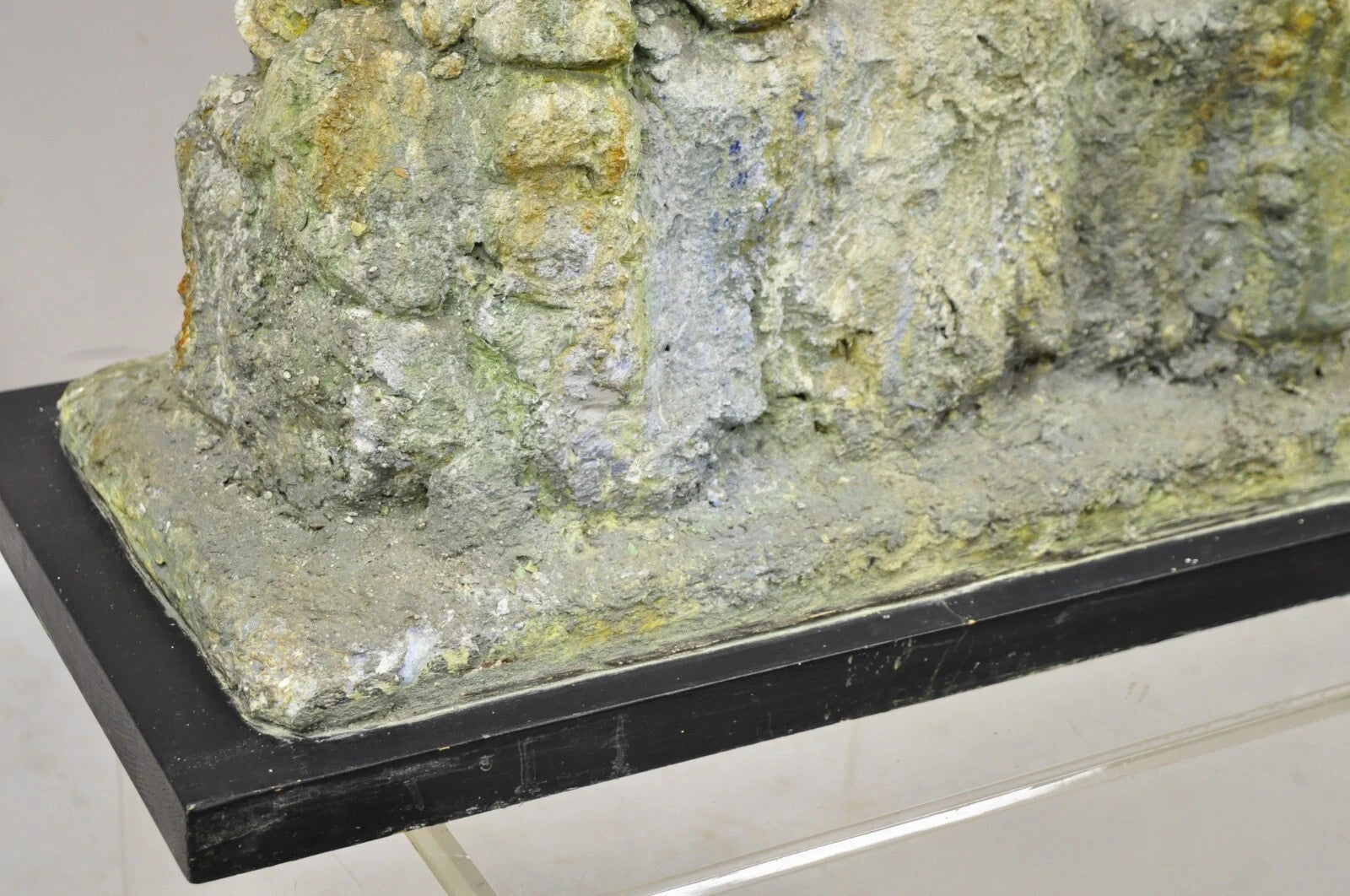 "Tashlich" by Samuel M Segal Judaism Vintage Brutalist Green Plaster Sculpture
