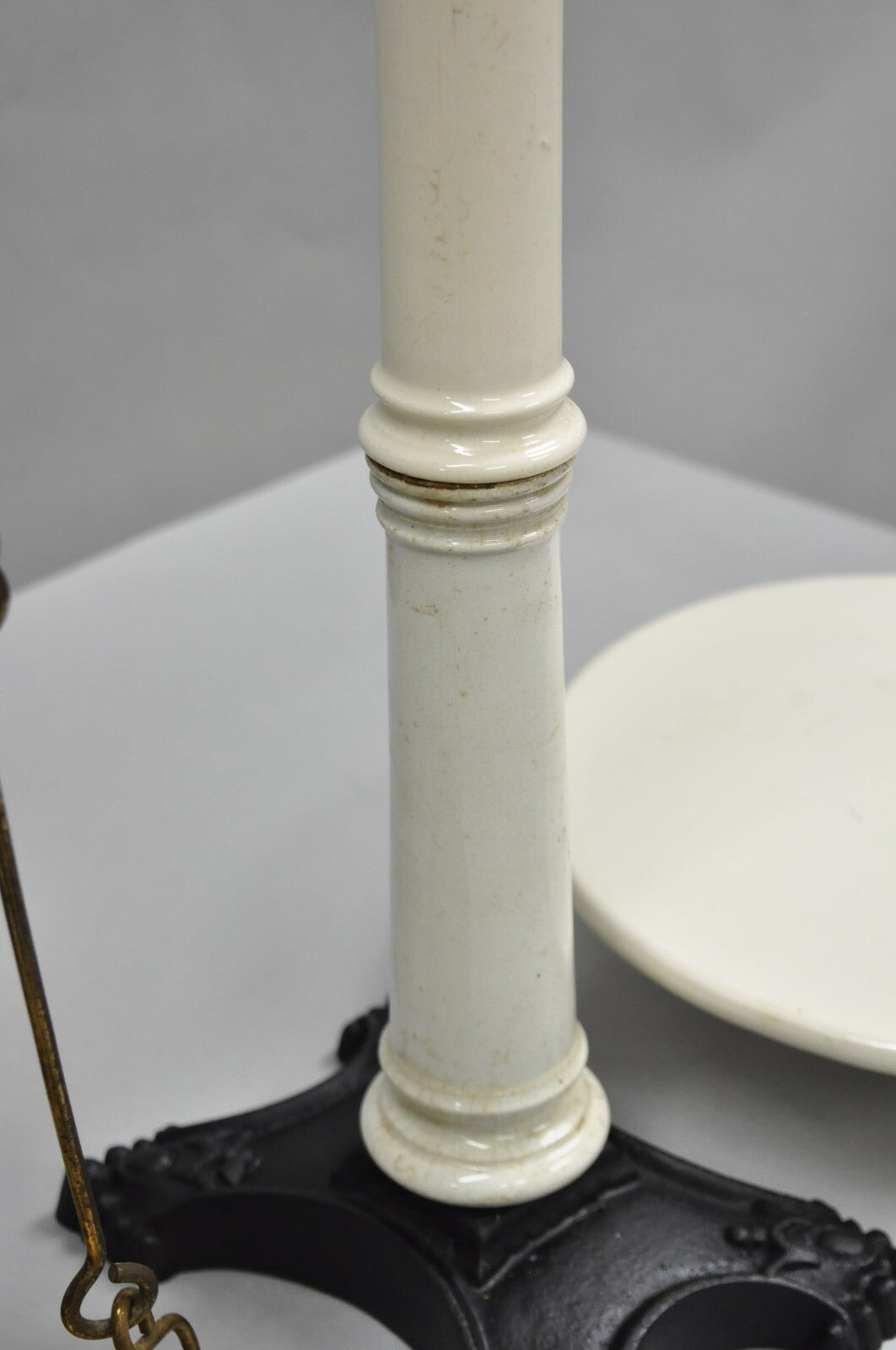Antique W.& T. Avery English Victorian Brass & Porcelain Balance Beam Scale