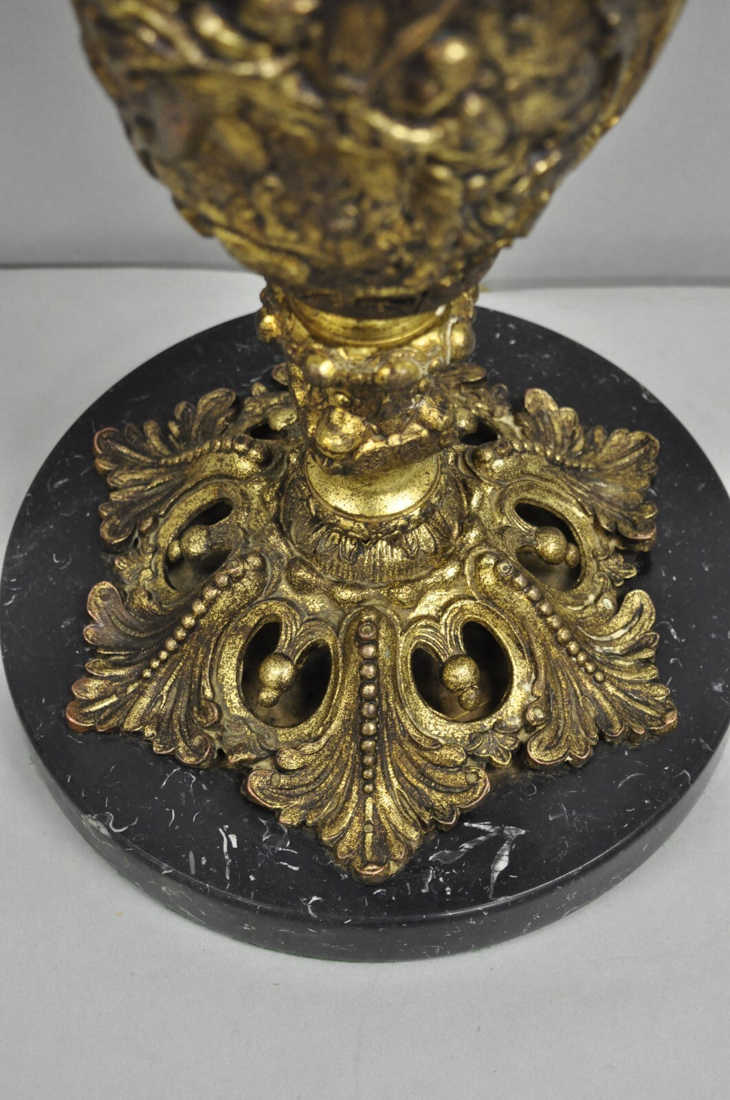 Vintage French Renaissance Large Figural Bronze Ewer Urn Pitcher Table Lamp