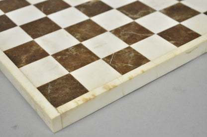 Vintage Mid Century Modern Mosaic Brown Marble Stone Chess Game Checkerboard
