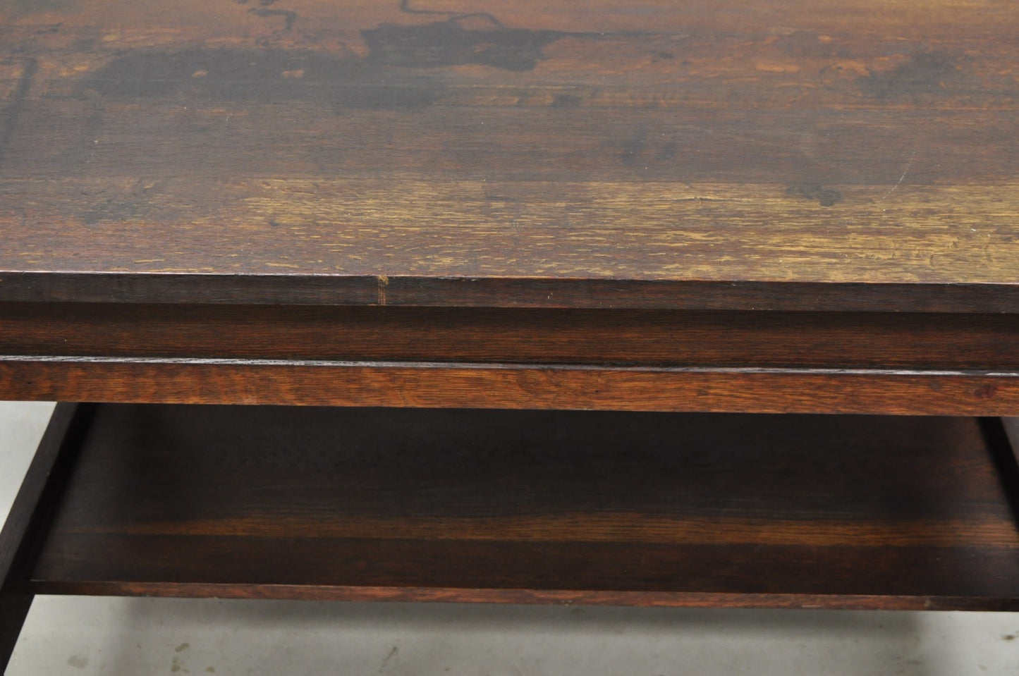Antique Gustav Stickley Arts & Crafts Mission Oak Two Drawer Library Table Desk