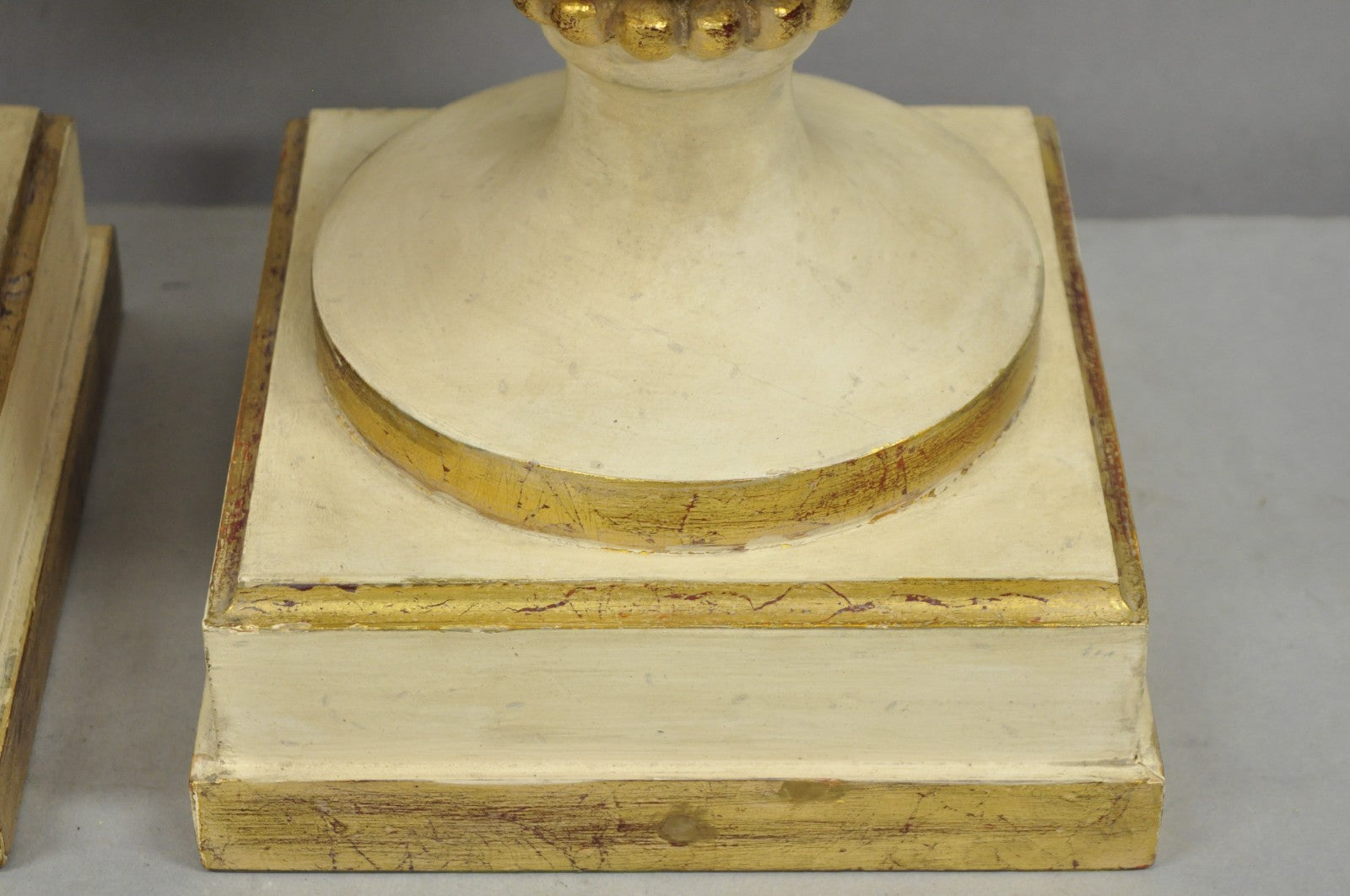 Vintage Italian Hollywood Regency Carved Wood "Burning Flame" Table Lamps - Pair