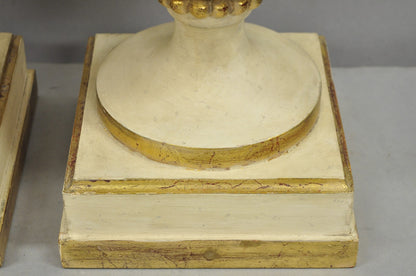 Vintage Italian Hollywood Regency Carved Wood "Burning Flame" Table Lamps - Pair