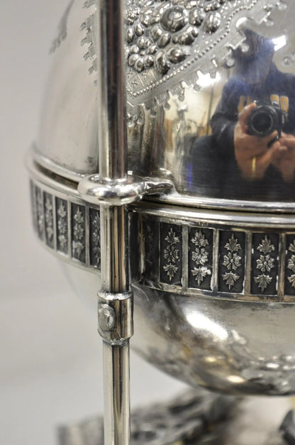 Antique Meriden Co Victorian Silver Plated Round Dome Covered Butler Butter Dish