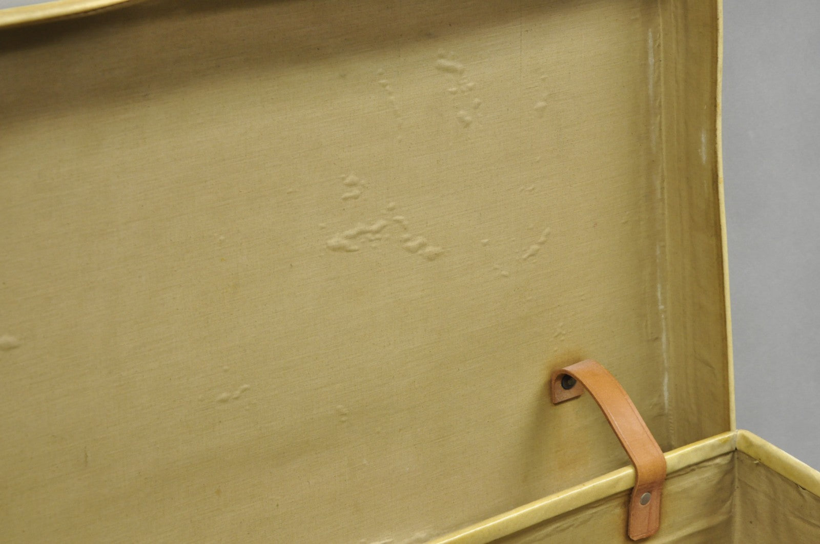 Antique 1930s French Vellum Parchment Large 30" Cream Hard Case Suitcase Luggage