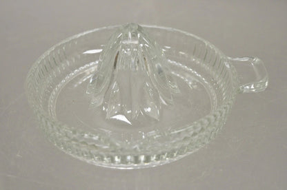 Vintage Art Deco Clear Glass Ribbed Hand Juicer Citrus Orange Handle & Lip