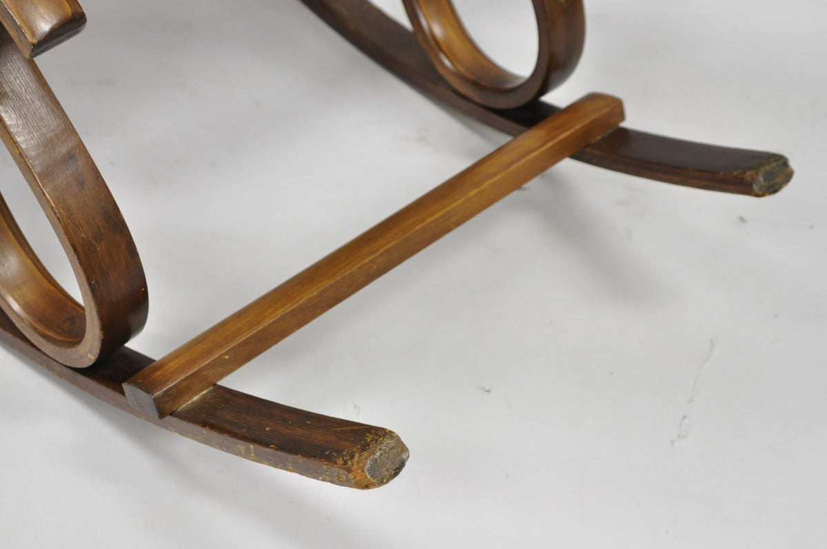 Vintage Mid Century Modern Thonet Style Bentwood & Cane Rocker Rocking Chair (C)