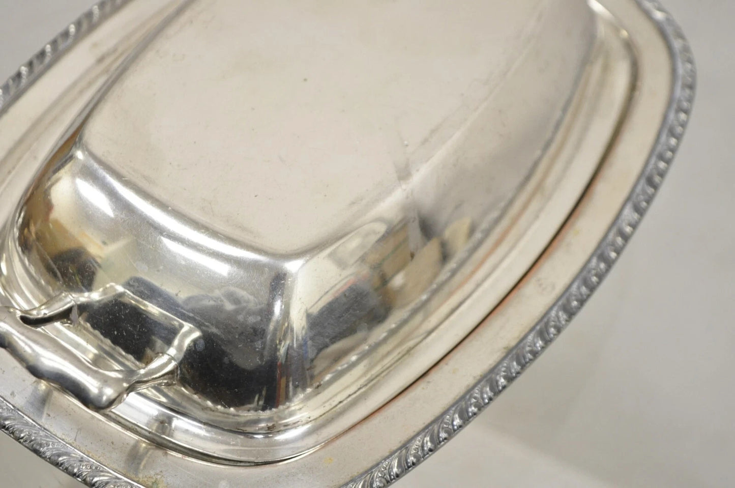 Vintage World Silver on Copper Lidded Vegetable Serving Platter with Handles