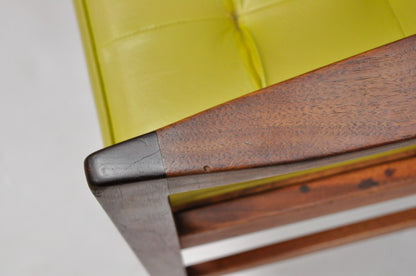Vintage Ray Zimmerman for DUX Sculpted Walnut Green Vinyl Club Lounge Arm Chair