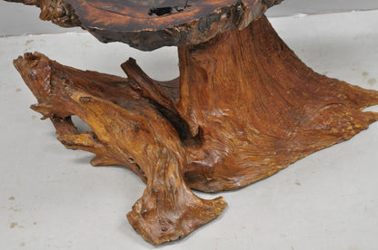 Vintage Mid Century Modern Burl Wood Slab Driftwood Sculptural Coffee Table