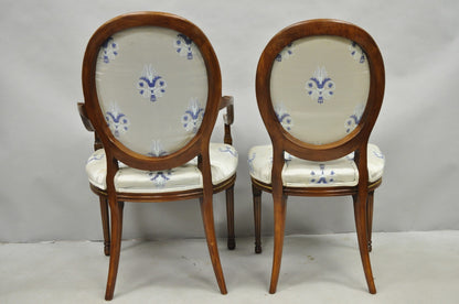 Italian Regency French Louis XVI Style Cherry Wood Oval Dining Chairs - Set of 6