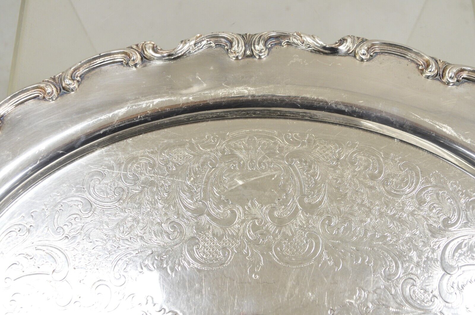 Vintage WSB 1538 Victorian Silver Plated Oval Serving Plater Butlers Tray