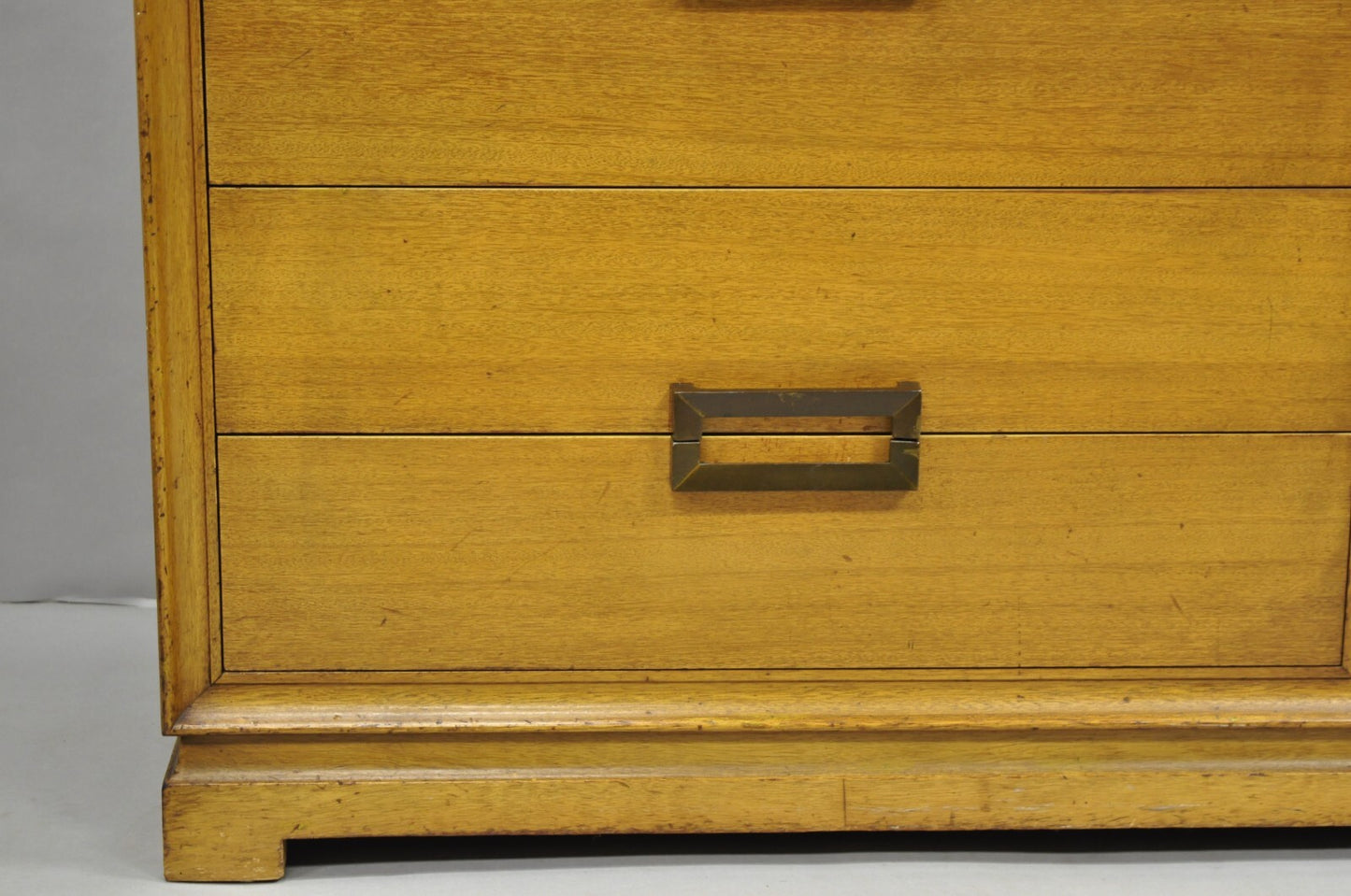 Vintage Mid Century Modern Blonde Mahogany Long Dresser Credenza by Red Lion