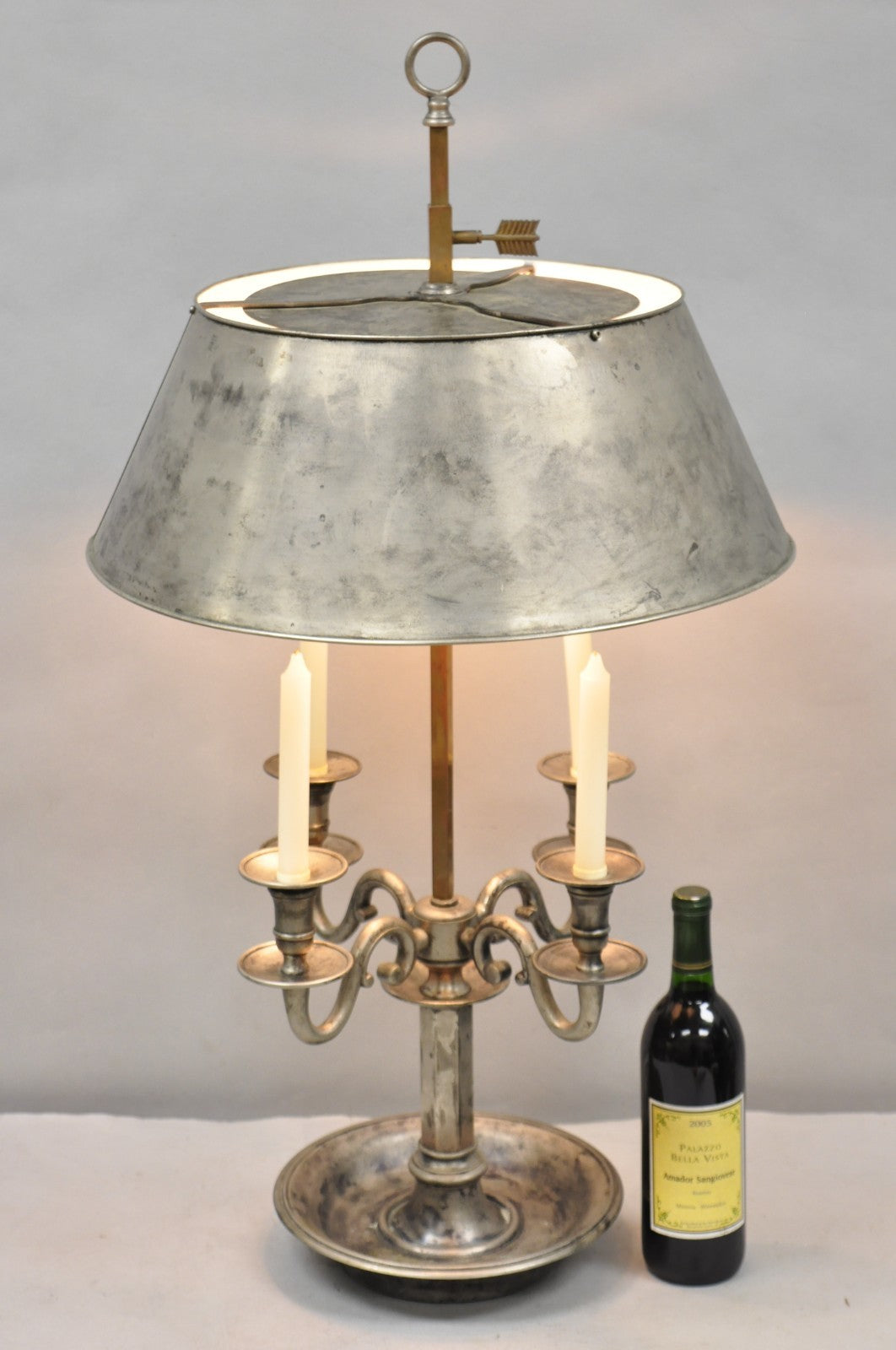 Visual Comfort & Co French Country Antiqued Pewter Bouillotte Tole Table Lamp