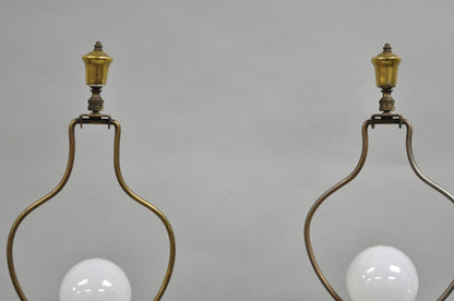Antique L&F Moreau Spelter Metal Painted Figural Boy and Girl Table Lamp - Pair