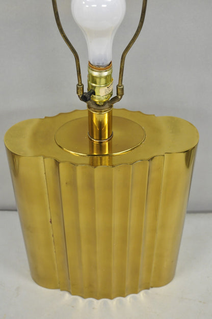Vintage Paul Hanson MCM Hollywood Regency Burnished Brass Fluted Table Lamp