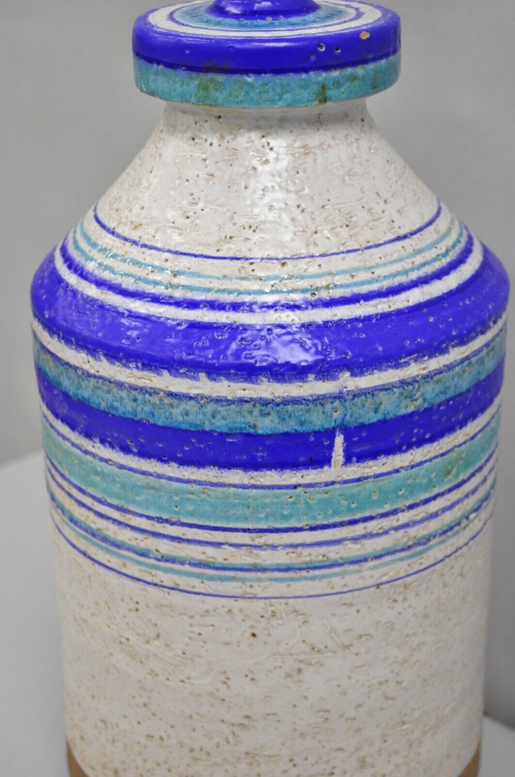 Aldo Londi Bitossi Italian Mid Century Modern Blue Ceramic Glazed Table Lamp