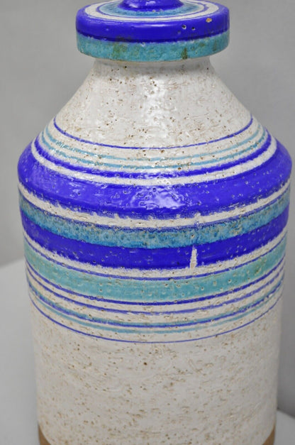 Aldo Londi Bitossi Italian Mid Century Modern Blue Ceramic Glazed Table Lamp